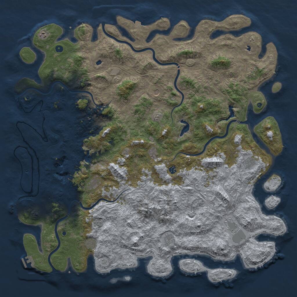 Rust Map: Procedural Map, Size: 6000, Seed: 132654, 17 Monuments