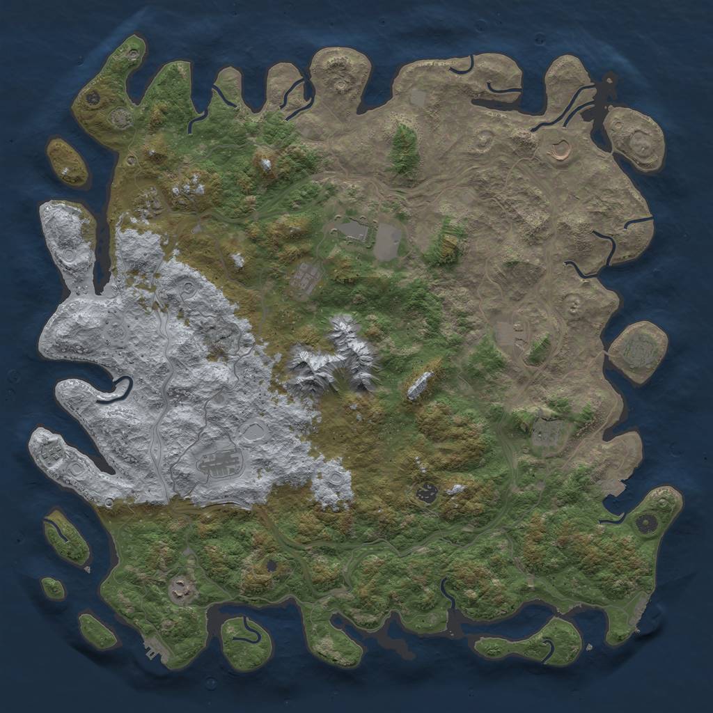 Rust Map: Procedural Map, Size: 5250, Seed: 837706428, 19 Monuments