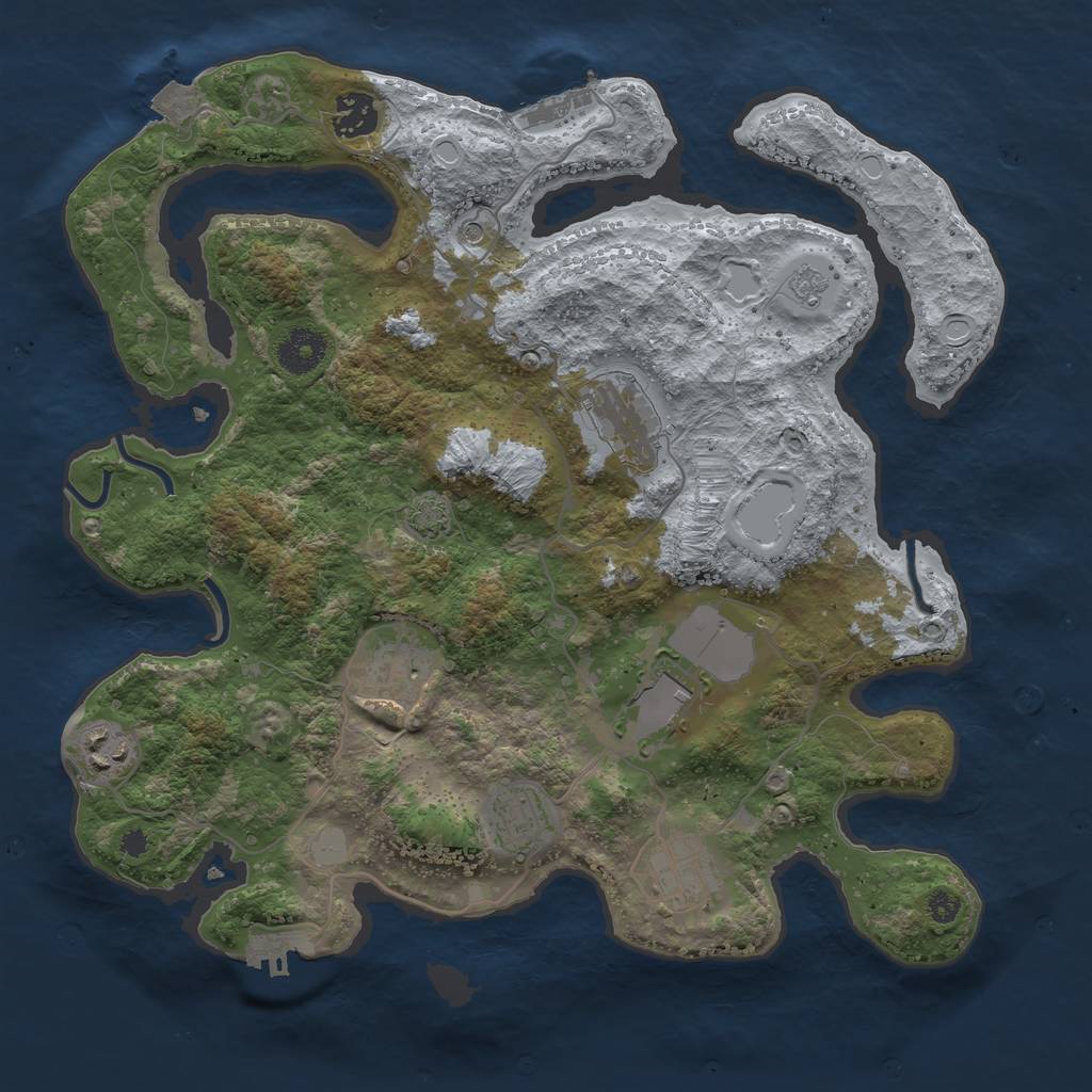 Rust Map: Procedural Map, Size: 3500, Seed: 2036411996, 15 Monuments