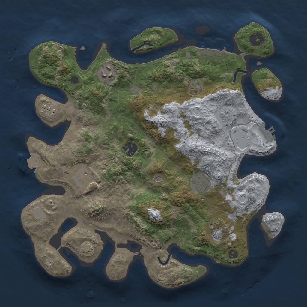 Rust Map: Procedural Map, Size: 3300, Seed: 1661127811, 14 Monuments