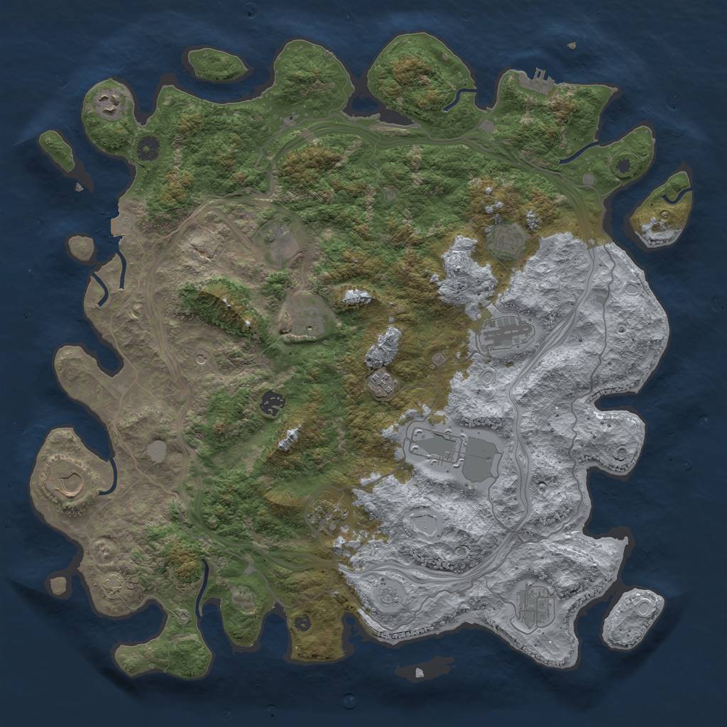 Rust Map: Procedural Map, Size: 4500, Seed: 185768971, 18 Monuments