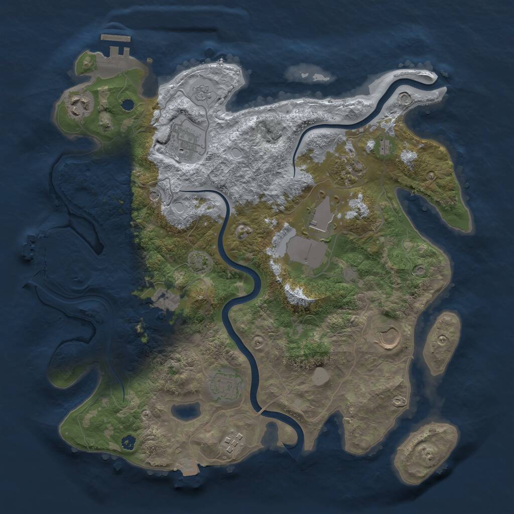 Rust Map: Procedural Map, Size: 3500, Seed: 125802404, 14 Monuments
