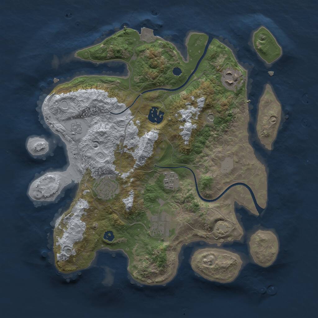 Rust Map: Procedural Map, Size: 3000, Seed: 6903575, 9 Monuments