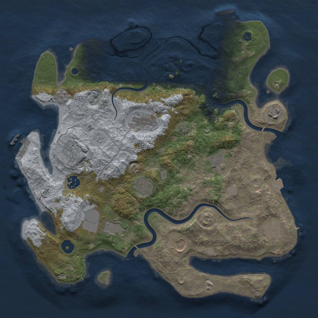 Rust Map: Procedural Map, Size: 3700, Seed: 1103186404, 16 Monuments