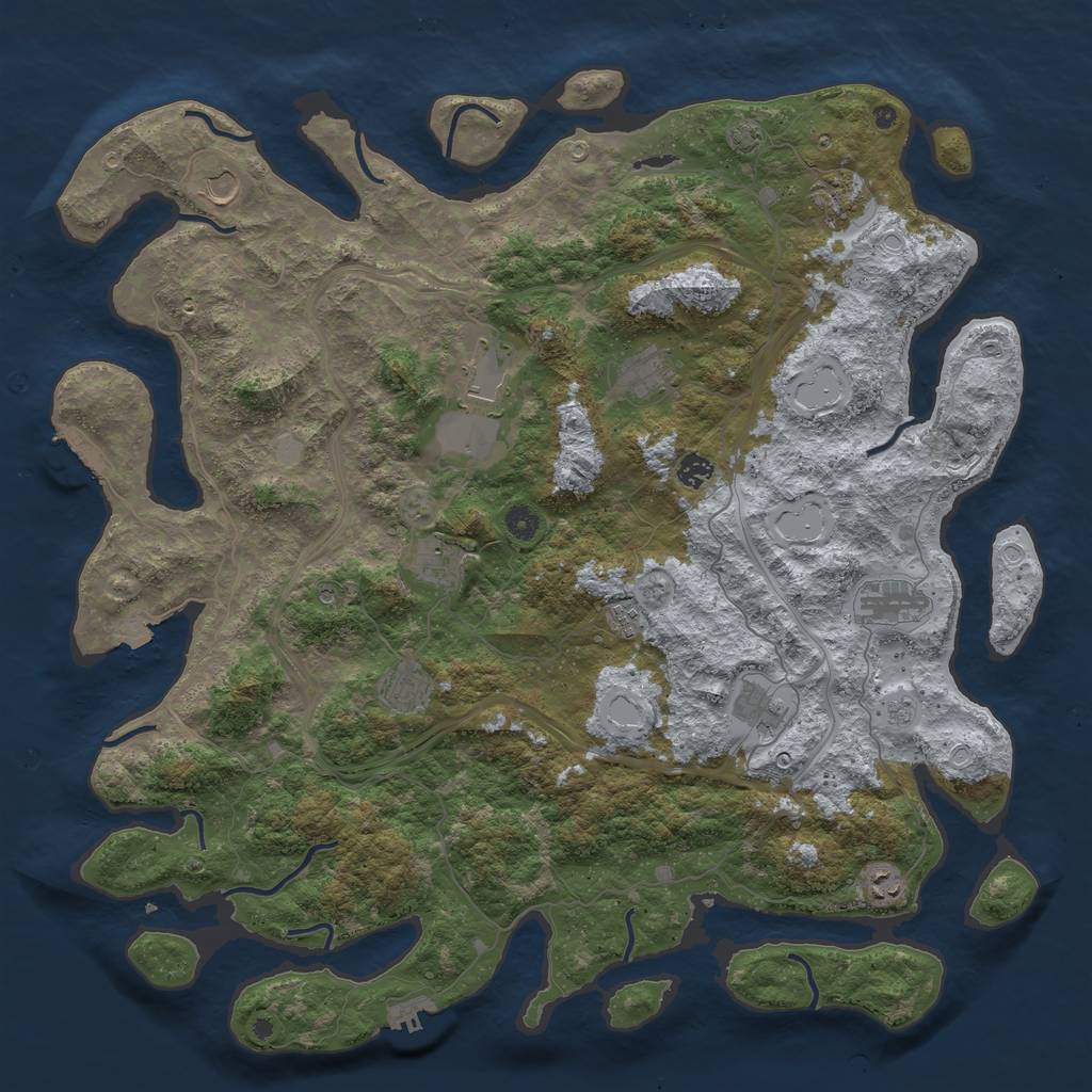 Rust Map: Procedural Map, Size: 4800, Seed: 513256286, 19 Monuments