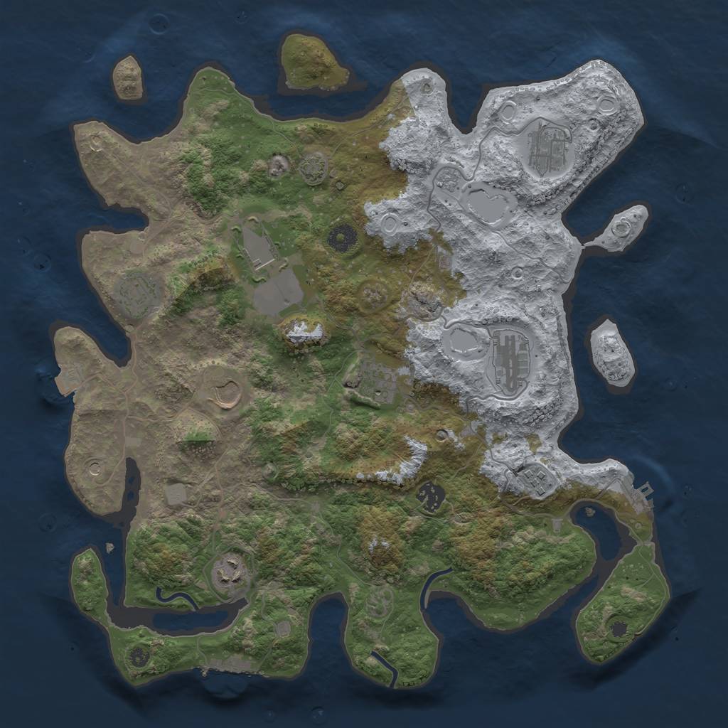 Rust Map: Procedural Map, Size: 3850, Seed: 89805871, 17 Monuments