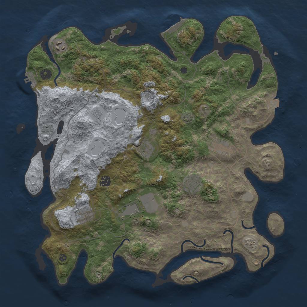 Rust Map: Procedural Map, Size: 4050, Seed: 1574390213, 16 Monuments