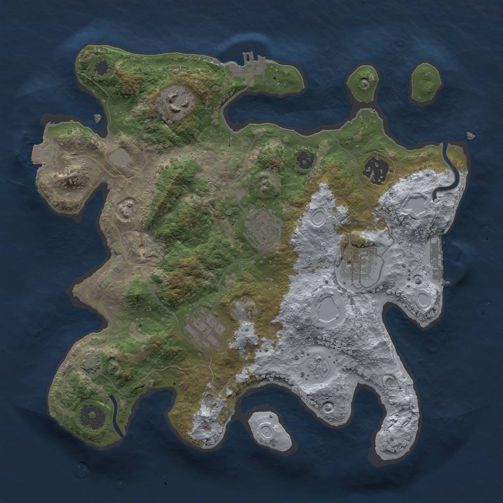 Rust Map: Procedural Map, Size: 3000, Seed: 314624, 12 Monuments