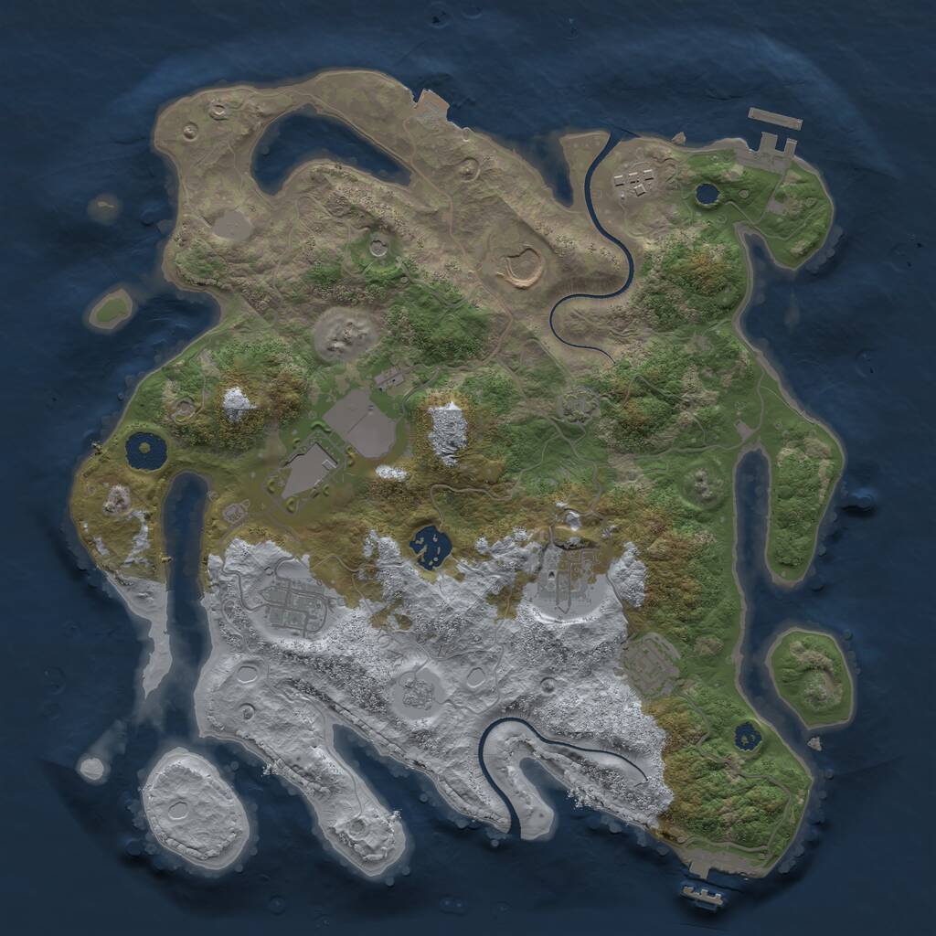 Rust Map: Procedural Map, Size: 3500, Seed: 1080223046, 13 Monuments