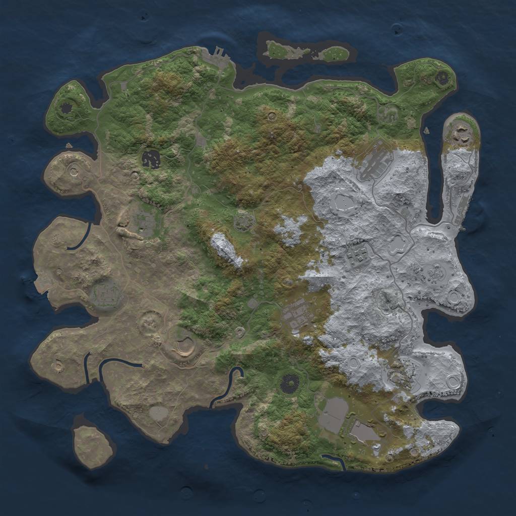 Rust Map: Procedural Map, Size: 3950, Seed: 97901000, 18 Monuments