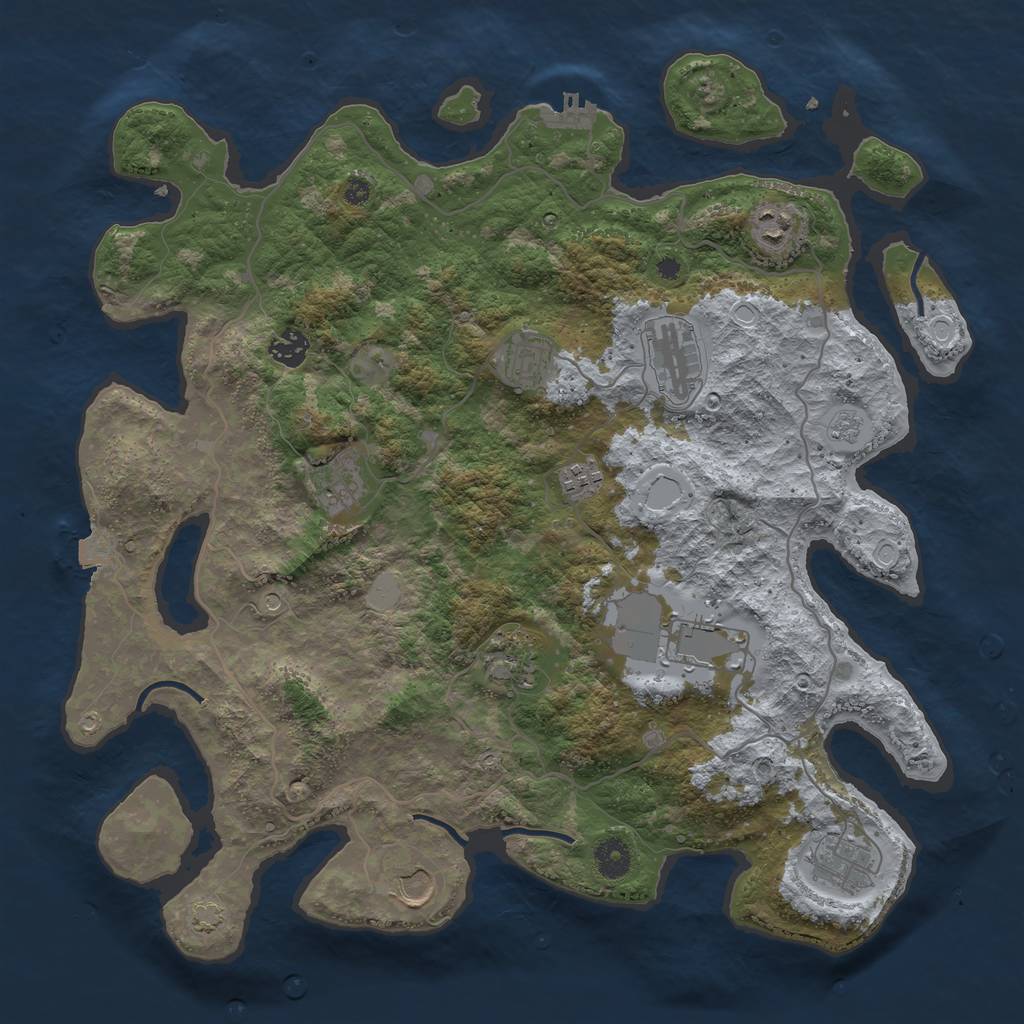 Rust Map: Procedural Map, Size: 4000, Seed: 271138660, 17 Monuments