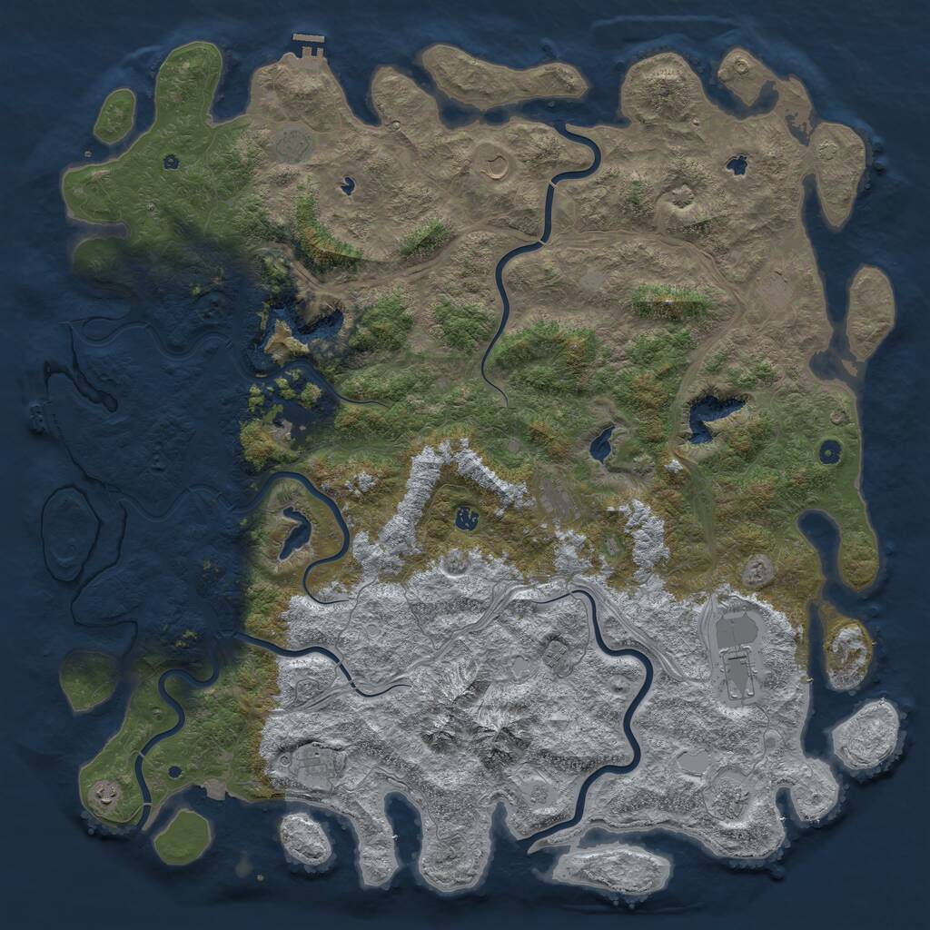 Rust Map: Procedural Map, Size: 6000, Seed: 846269310, 17 Monuments