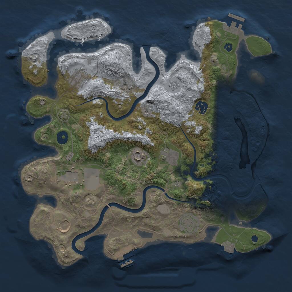 Rust Map: Procedural Map, Size: 3500, Seed: 75471, 14 Monuments