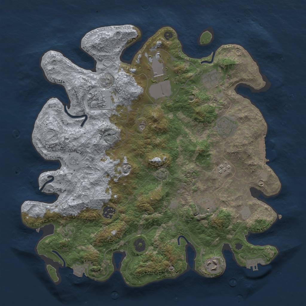 Rust Map: Procedural Map, Size: 3600, Seed: 77554642, 16 Monuments