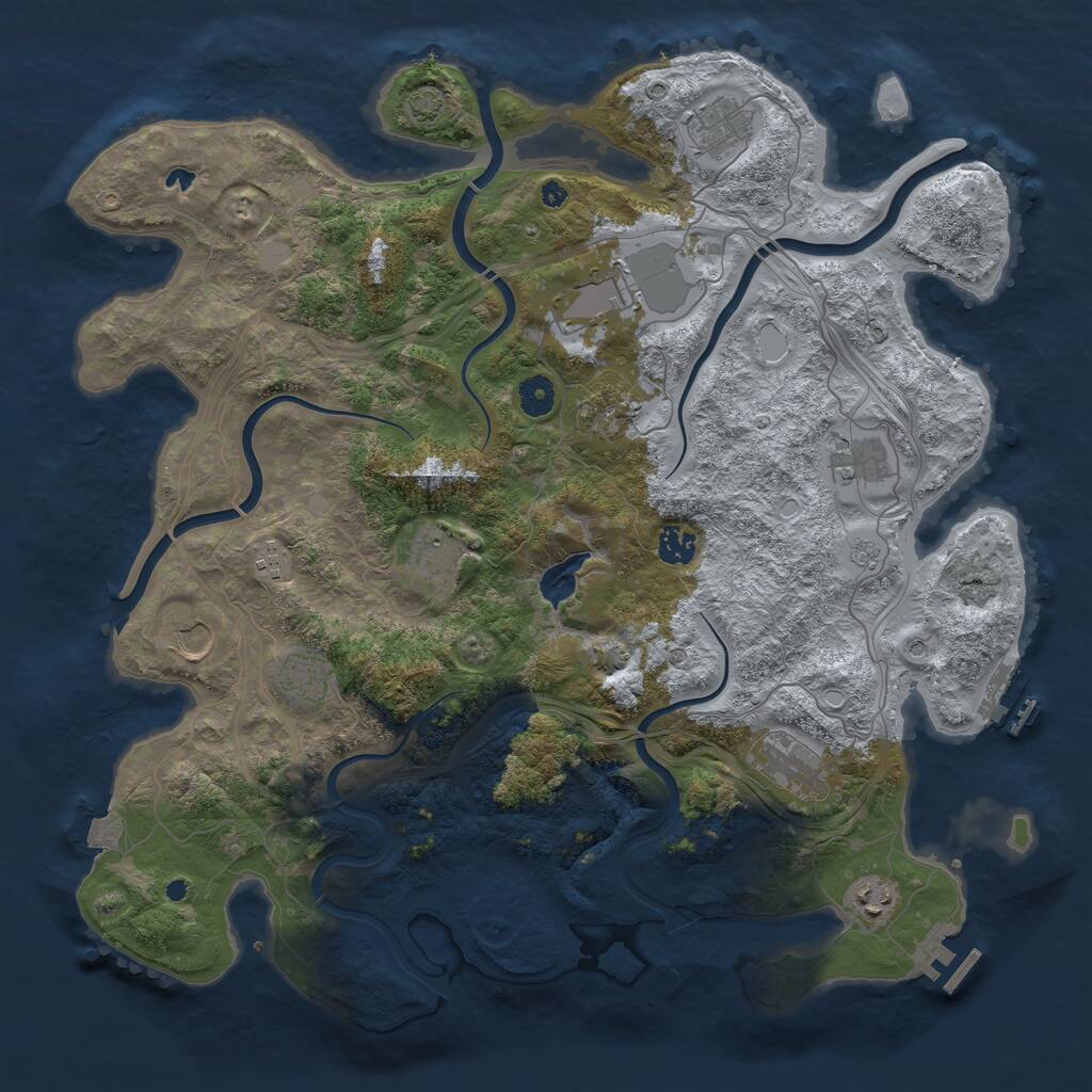 Rust Map: Procedural Map, Size: 4250, Seed: 2043084367, 17 Monuments
