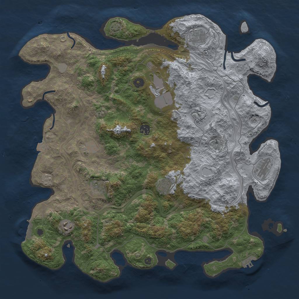 Rust Map: Procedural Map, Size: 4250, Seed: 2043084367, 18 Monuments