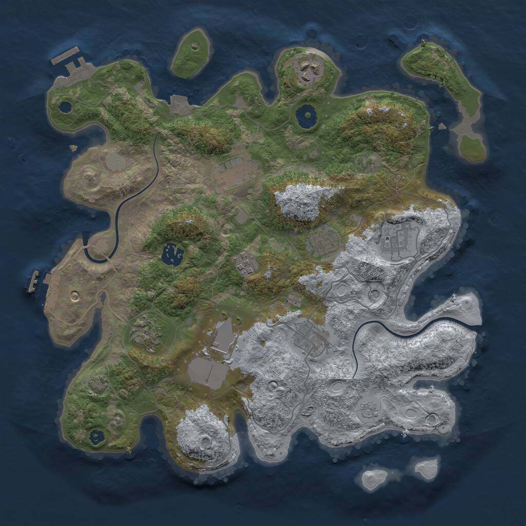 Rust Map: Procedural Map, Size: 3550, Seed: 95639476, 15 Monuments