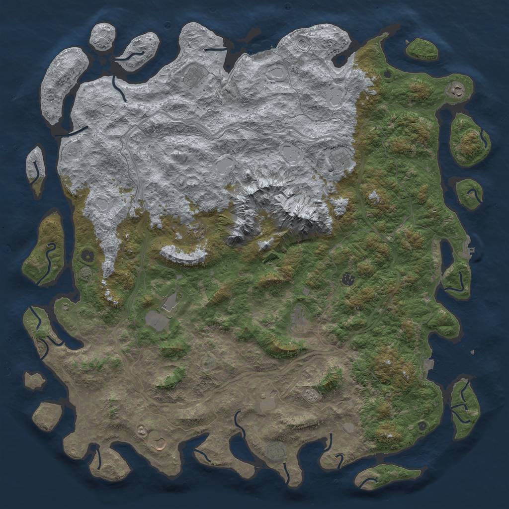 Rust Map: Procedural Map, Size: 6000, Seed: 2142218901, 19 Monuments