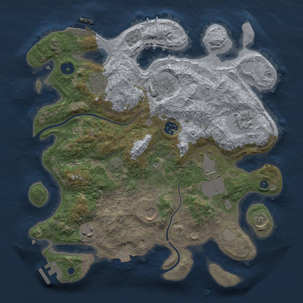 Rust Map: Procedural Map, Size: 3500, Seed: 33566804, 14 Monuments