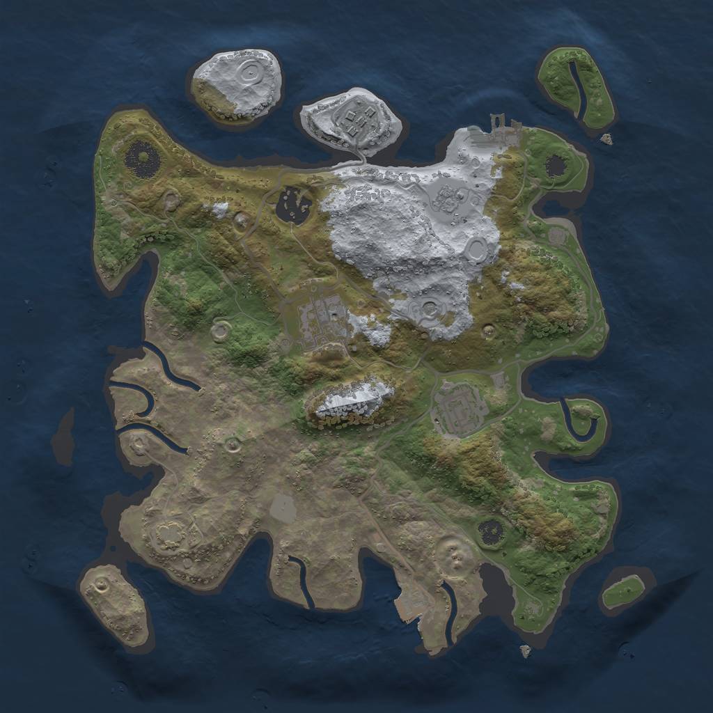 Rust Map: Procedural Map, Size: 3000, Seed: 30855, 11 Monuments