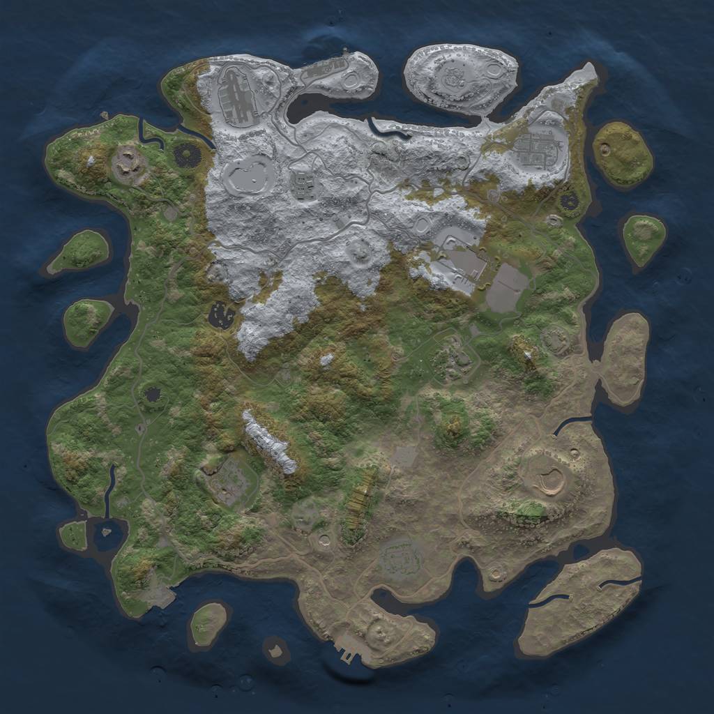 Rust Map: Procedural Map, Size: 4000, Seed: 1715711598, 18 Monuments