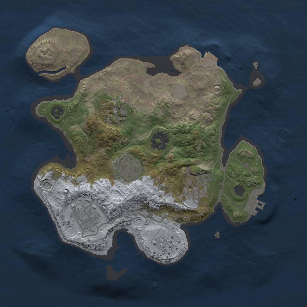 Rust Map: Procedural Map, Size: 2500, Seed: 1939636530, 9 Monuments