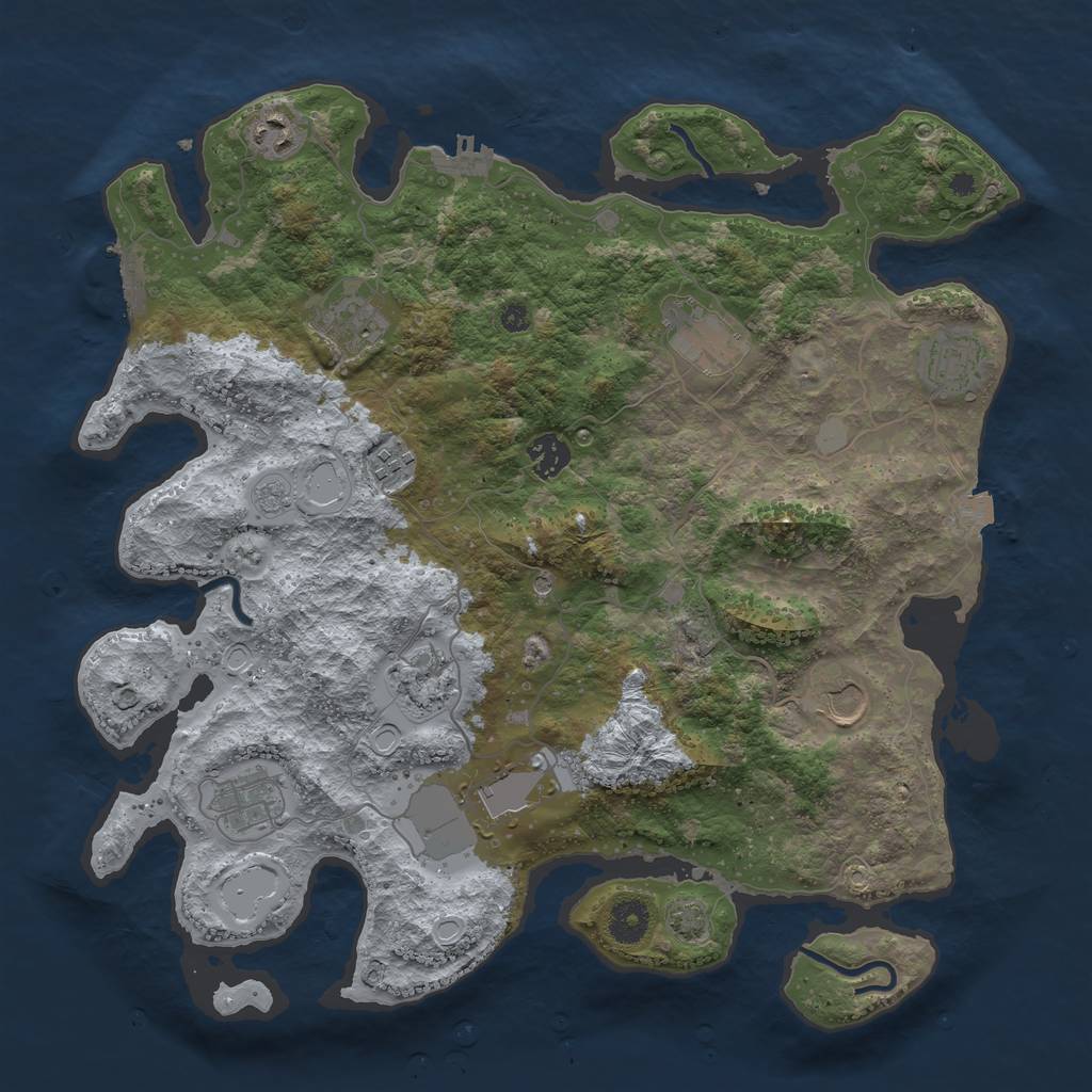 Rust Map: Procedural Map, Size: 3850, Seed: 20394279, 18 Monuments