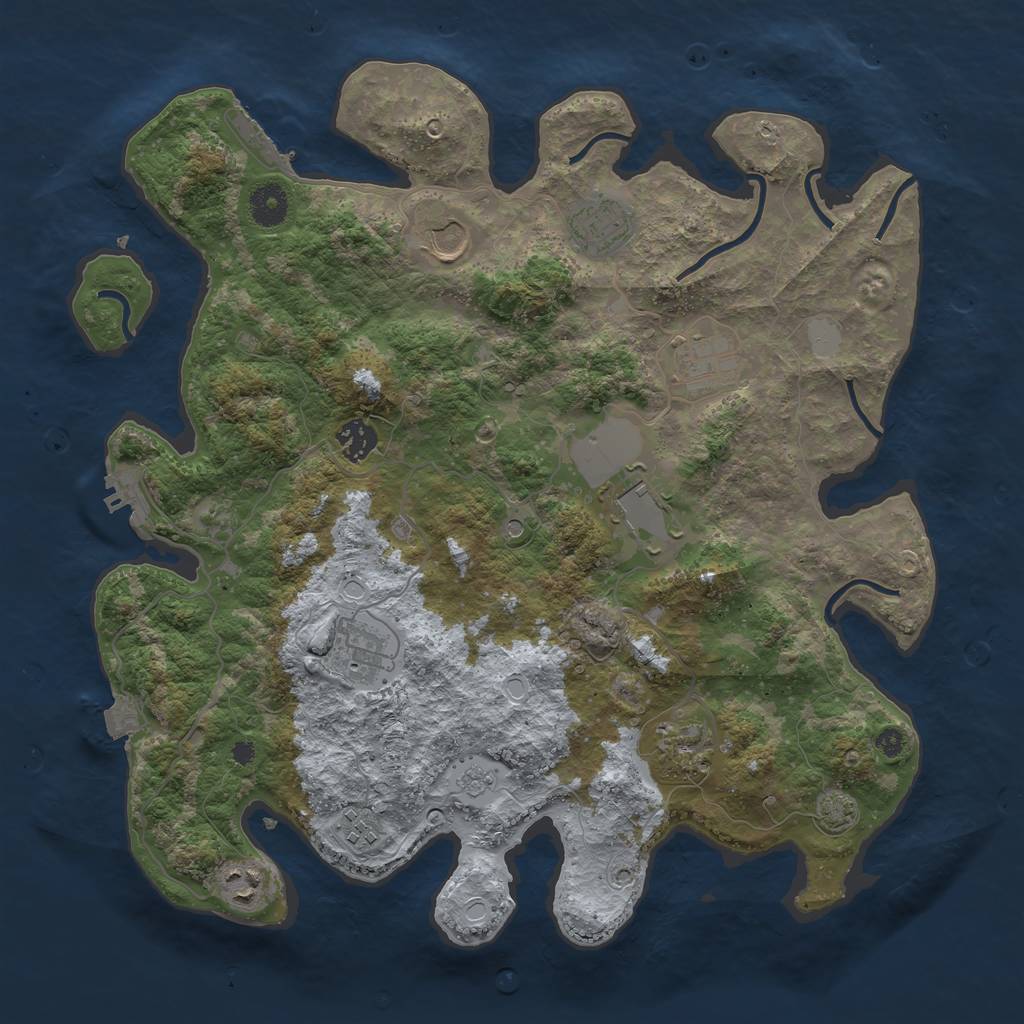 Rust Map: Procedural Map, Size: 3800, Seed: 94580629, 17 Monuments
