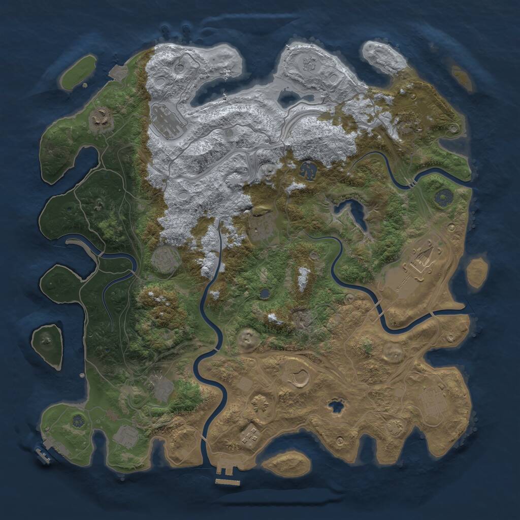 Rust Map: Procedural Map, Size: 4300, Seed: 73466637, 19 Monuments