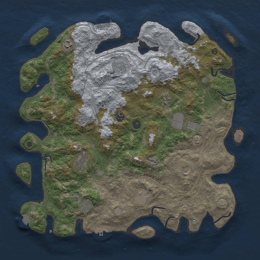 Rust Map: Procedural Map, Size: 4300, Seed: 73466637, 18 Monuments