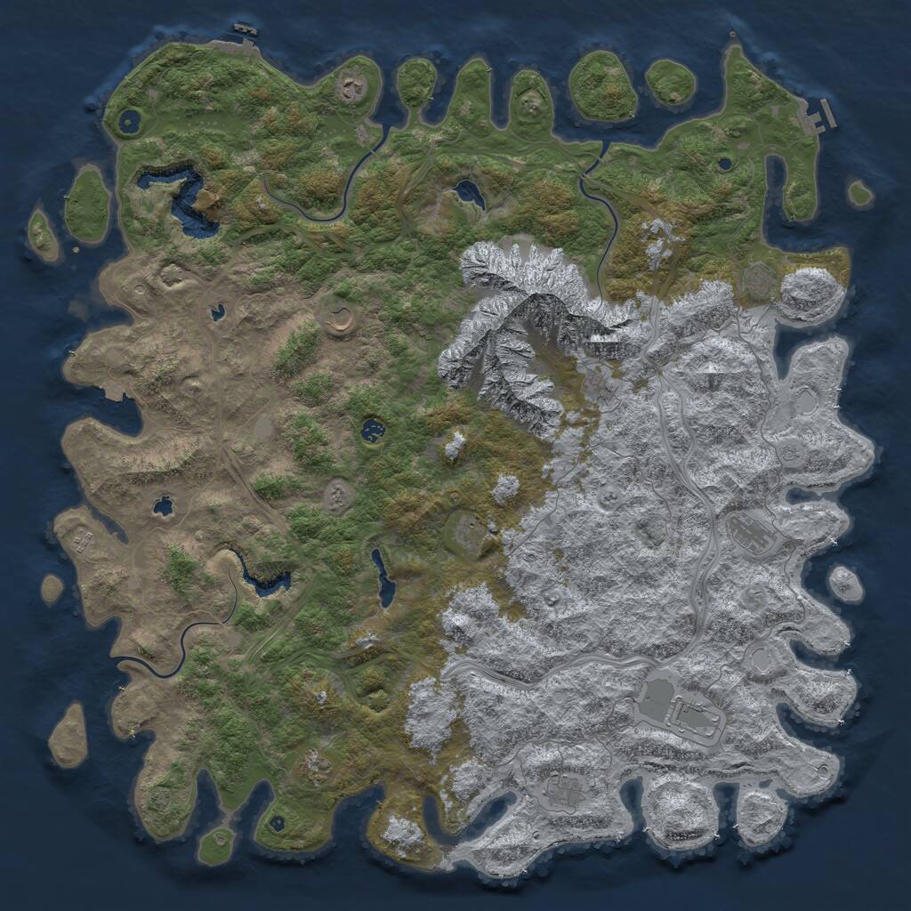 Rust Map: Procedural Map, Size: 6000, Seed: 26381368, 17 Monuments