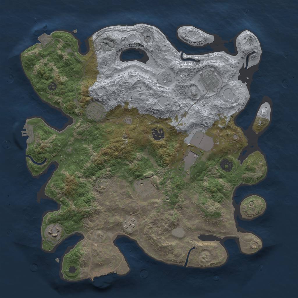 Rust Map: Procedural Map, Size: 3500, Seed: 84628, 15 Monuments