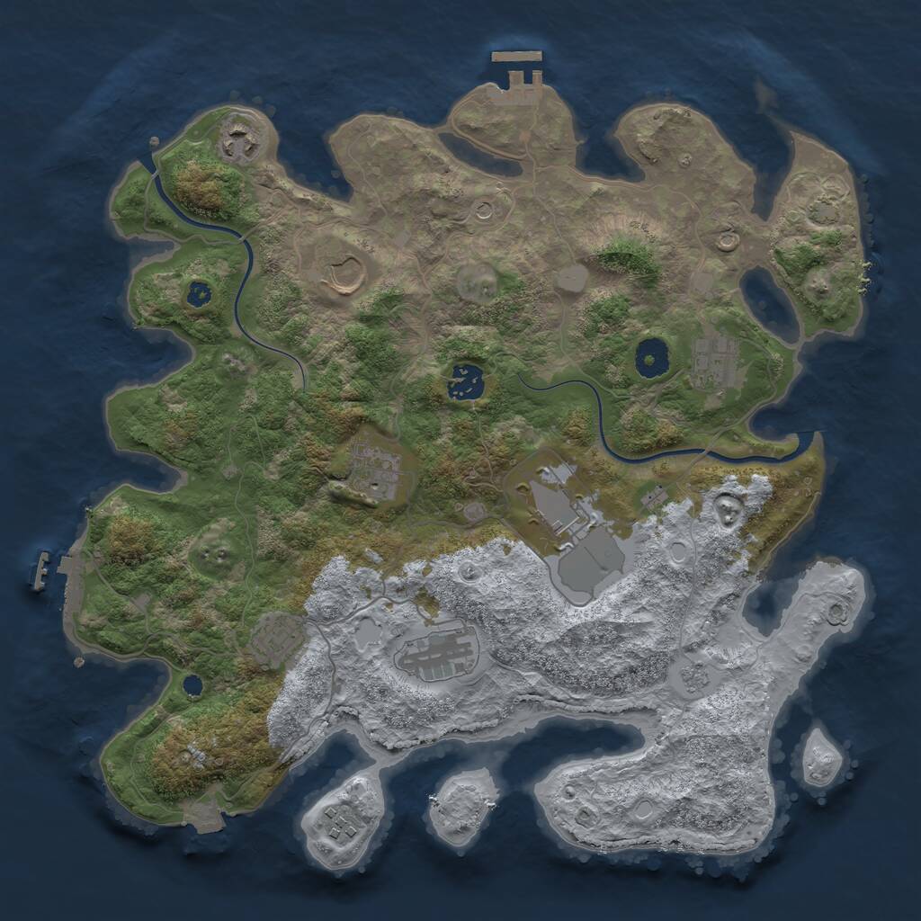 Rust Map: Procedural Map, Size: 3700, Seed: 55433818, 15 Monuments