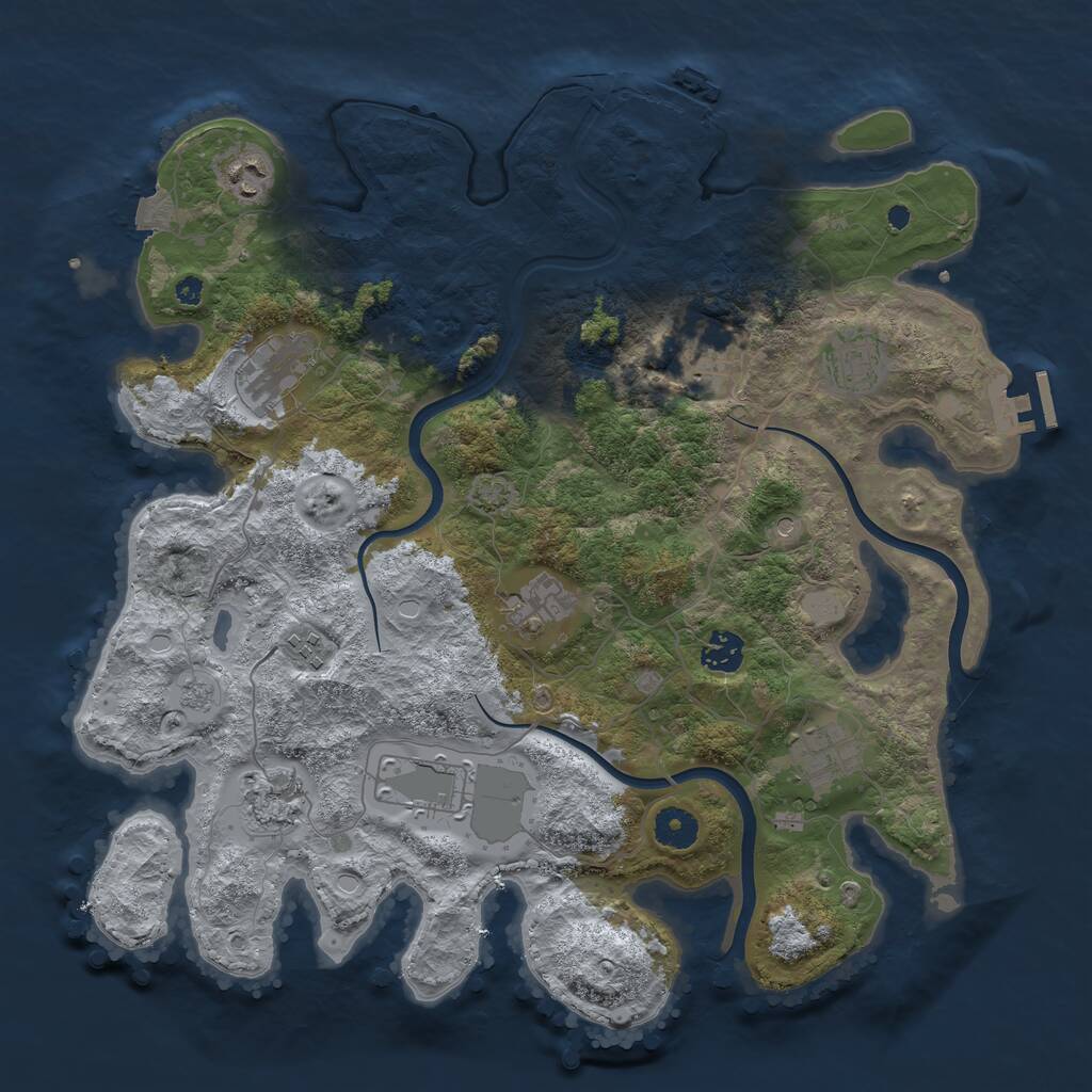 Rust Map: Procedural Map, Size: 3850, Seed: 45123547, 16 Monuments