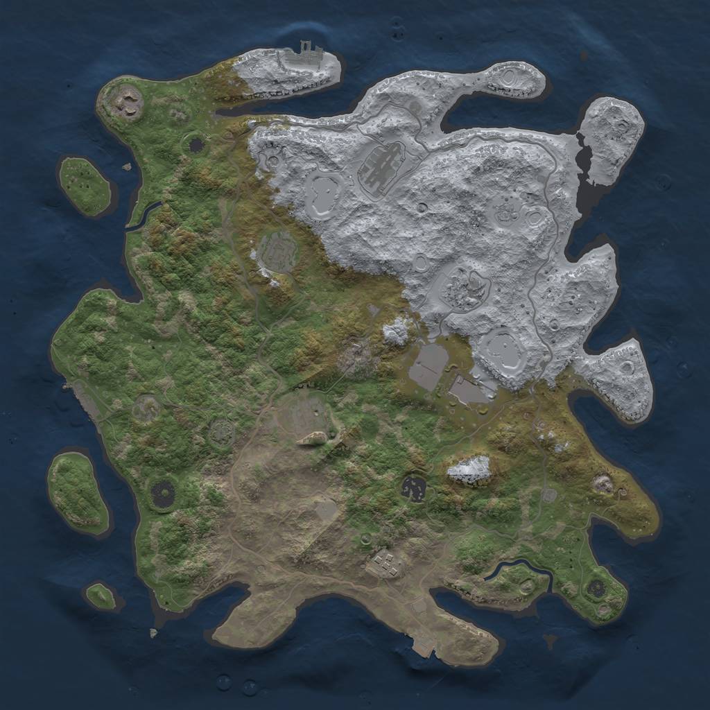 Rust Map: Procedural Map, Size: 4125, Seed: 1458, 16 Monuments