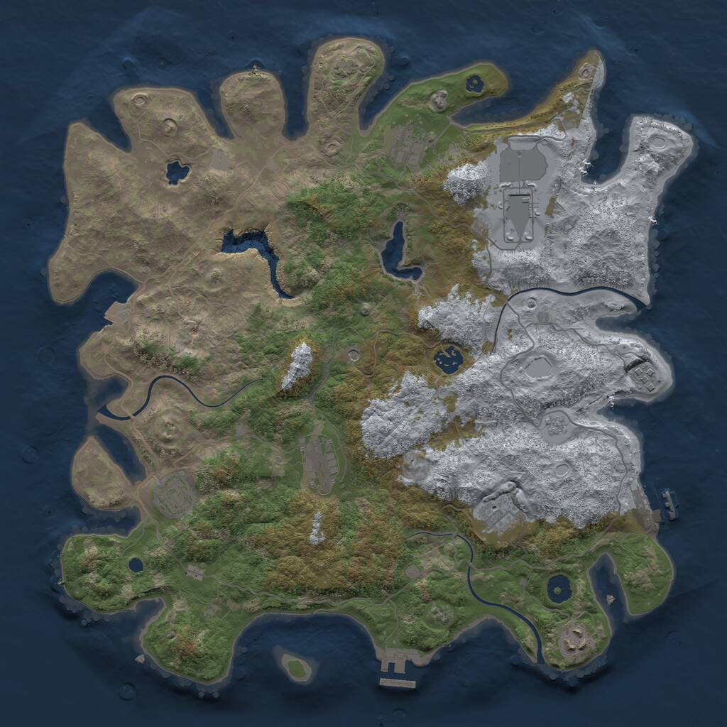 Rust Map: Procedural Map, Size: 4096, Seed: 5461, 14 Monuments