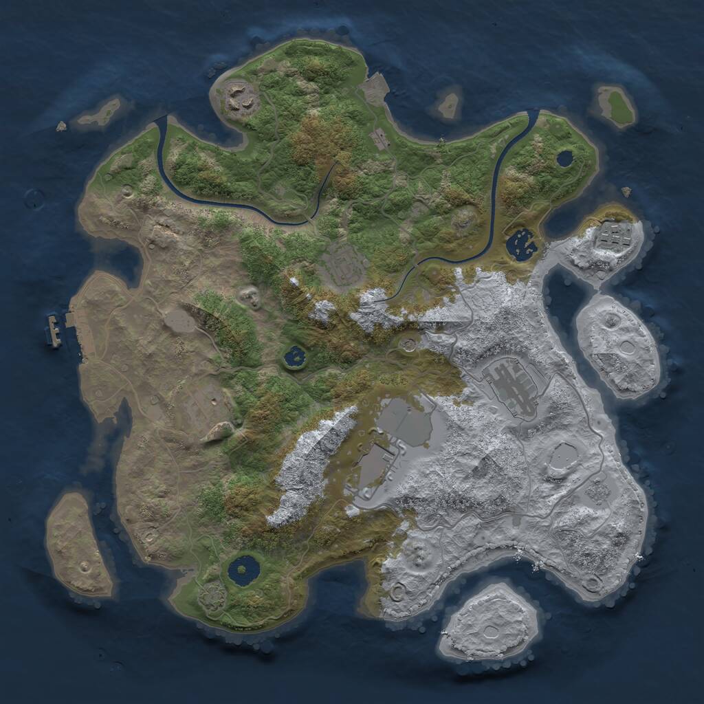 Rust Map: Procedural Map, Size: 3500, Seed: 2136051923, 12 Monuments