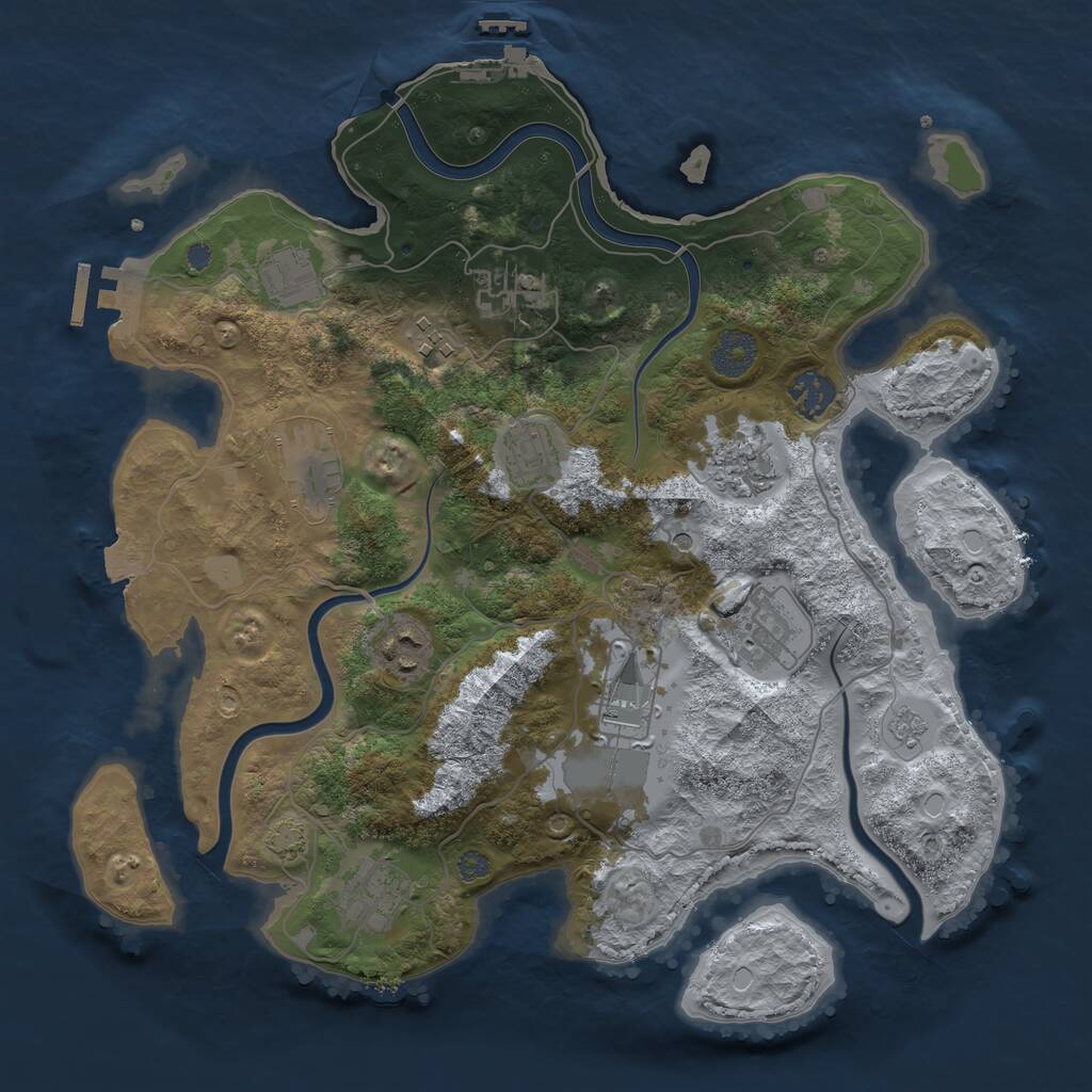 Rust Map: Procedural Map, Size: 3500, Seed: 2136051923, 18 Monuments