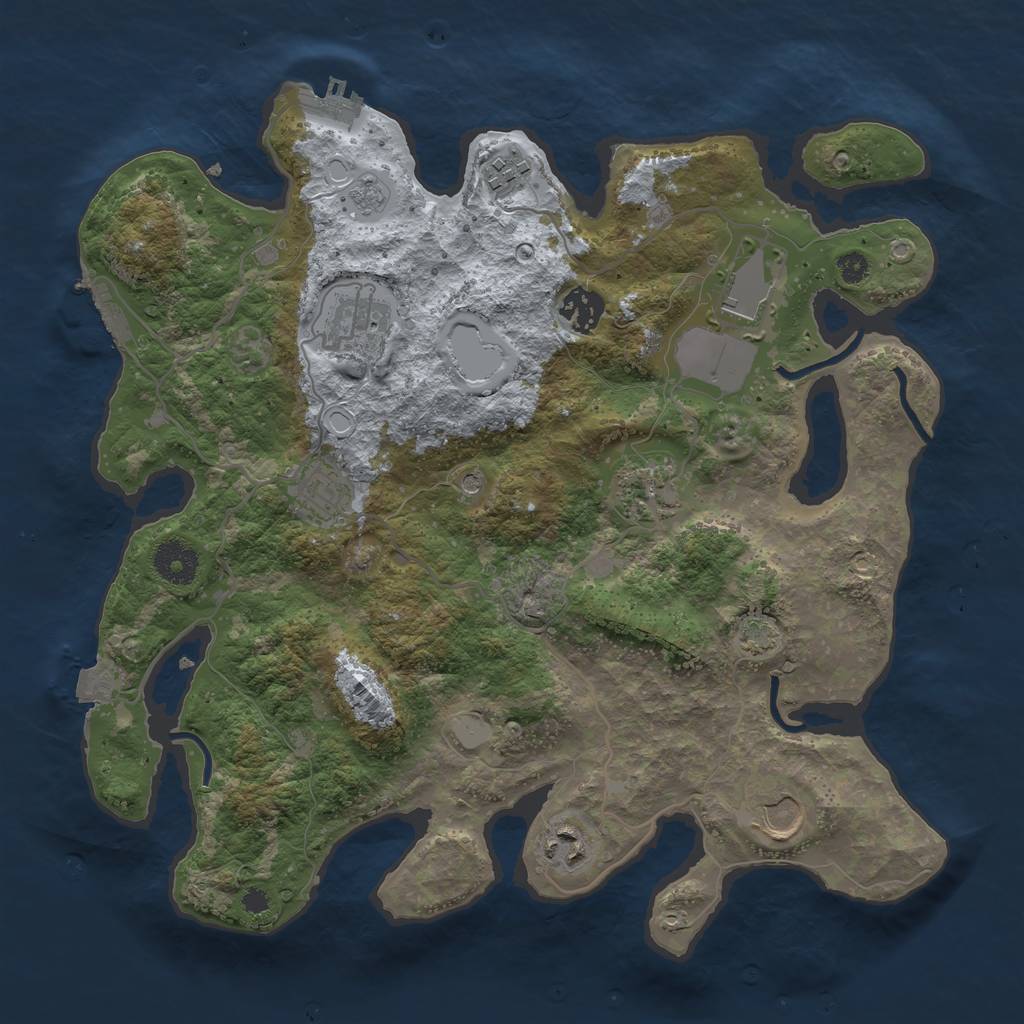 Rust Map: Procedural Map, Size: 3500, Seed: 1363114916, 16 Monuments