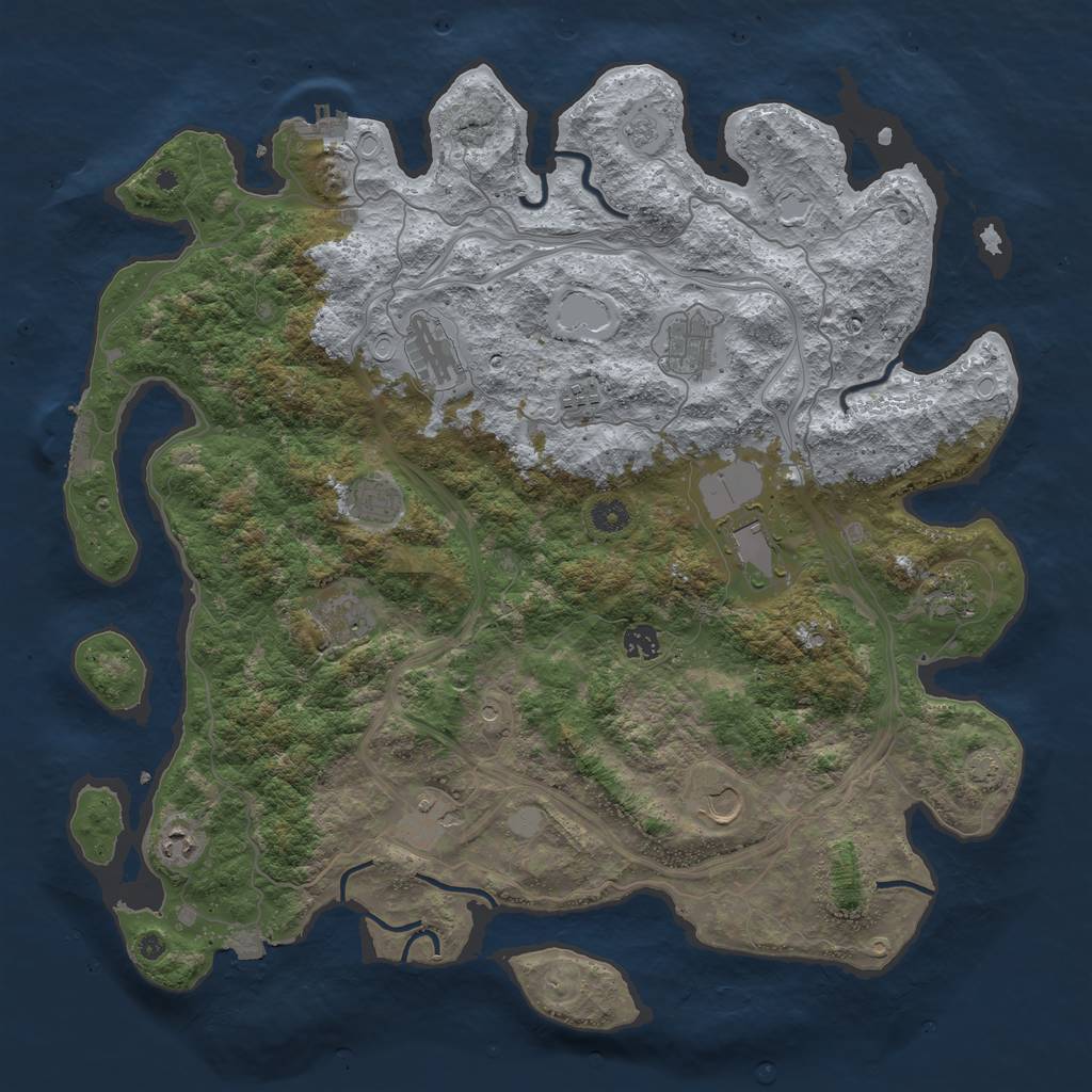Rust Map: Procedural Map, Size: 4500, Seed: 748215, 19 Monuments