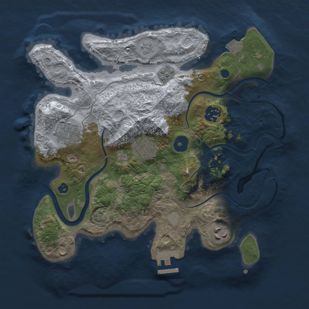 Rust Map: Procedural Map, Size: 3000, Seed: 555425512, 9 Monuments