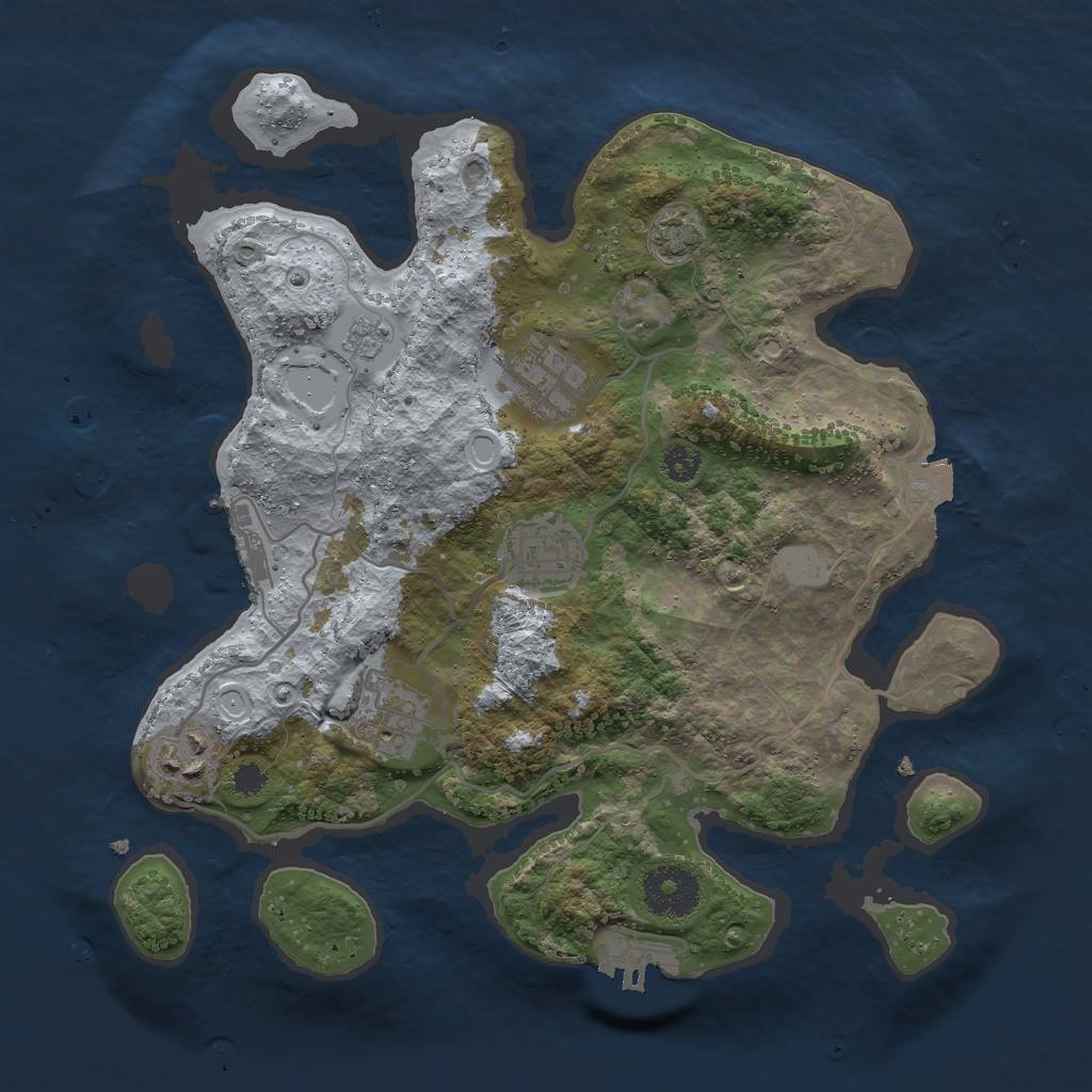 Rust Map: Procedural Map, Size: 3000, Seed: 44266, 11 Monuments