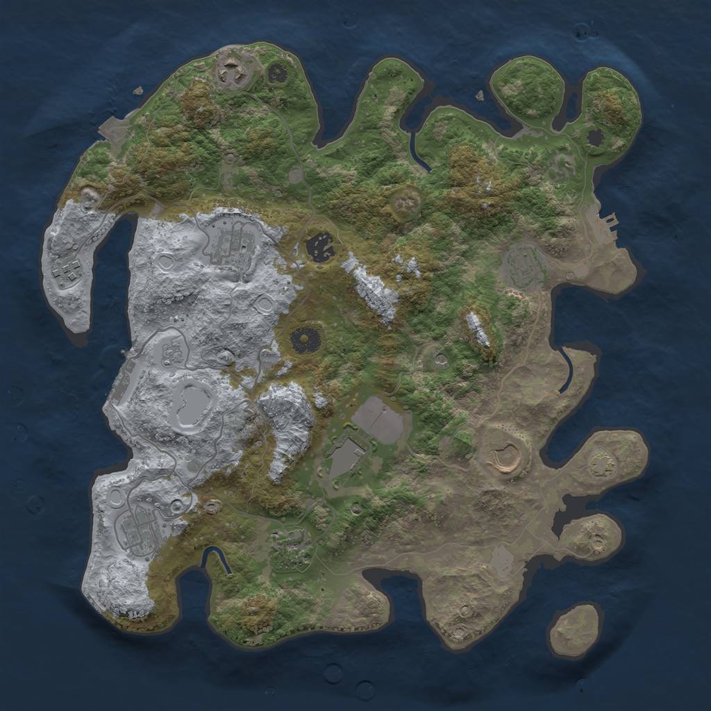 Rust Map: Procedural Map, Size: 3700, Seed: 2062093877, 17 Monuments