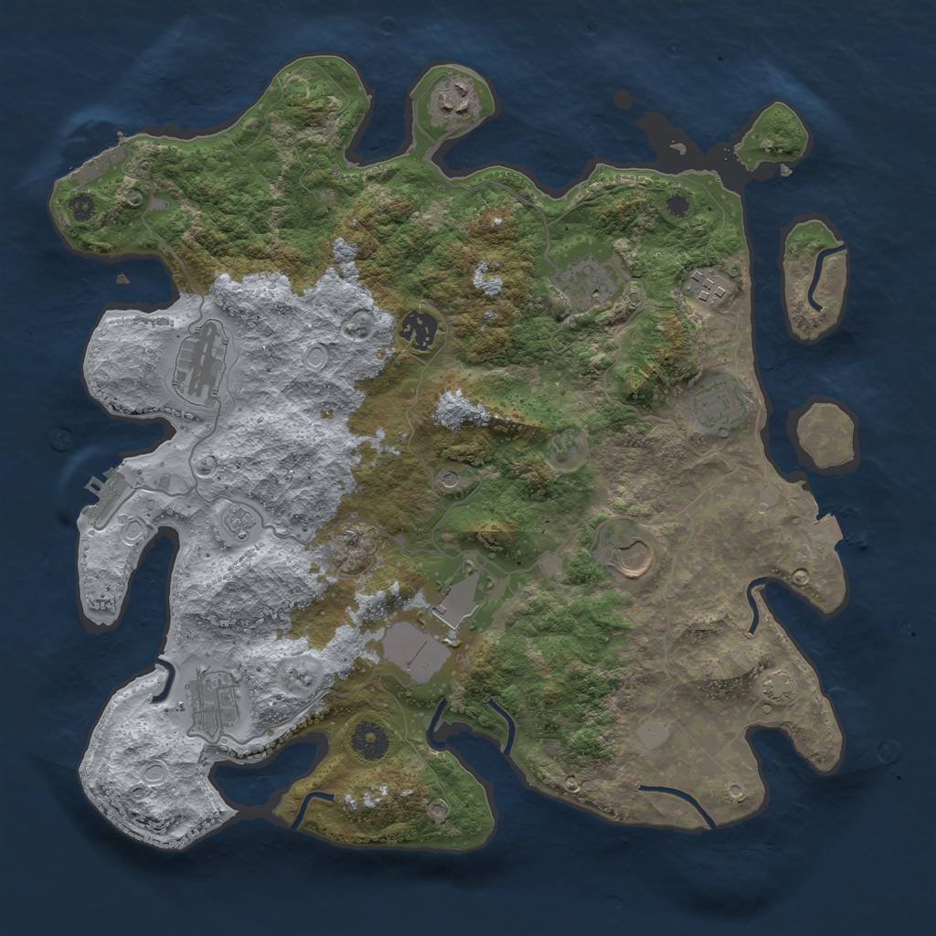 Rust Map: Procedural Map, Size: 3750, Seed: 1575427344, 17 Monuments