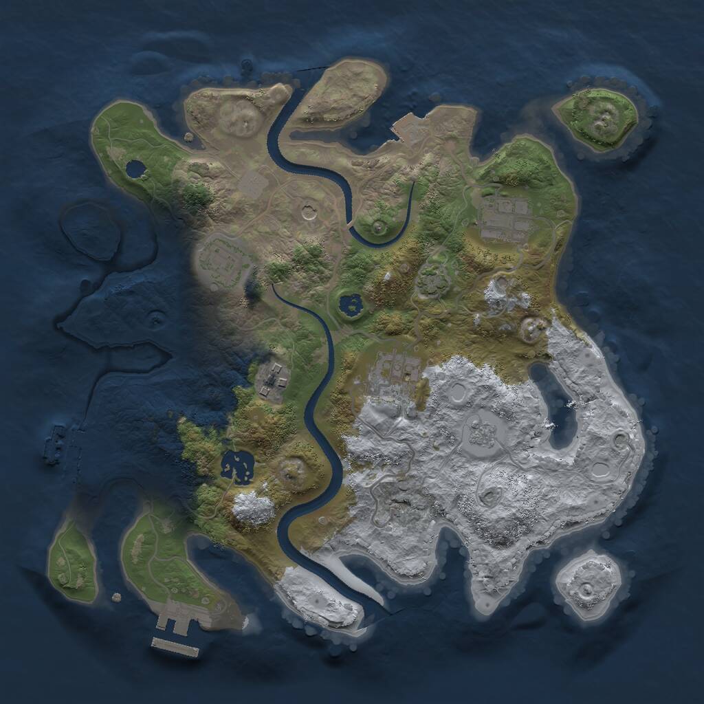 Rust Map: Procedural Map, Size: 3000, Seed: 966713503, 11 Monuments