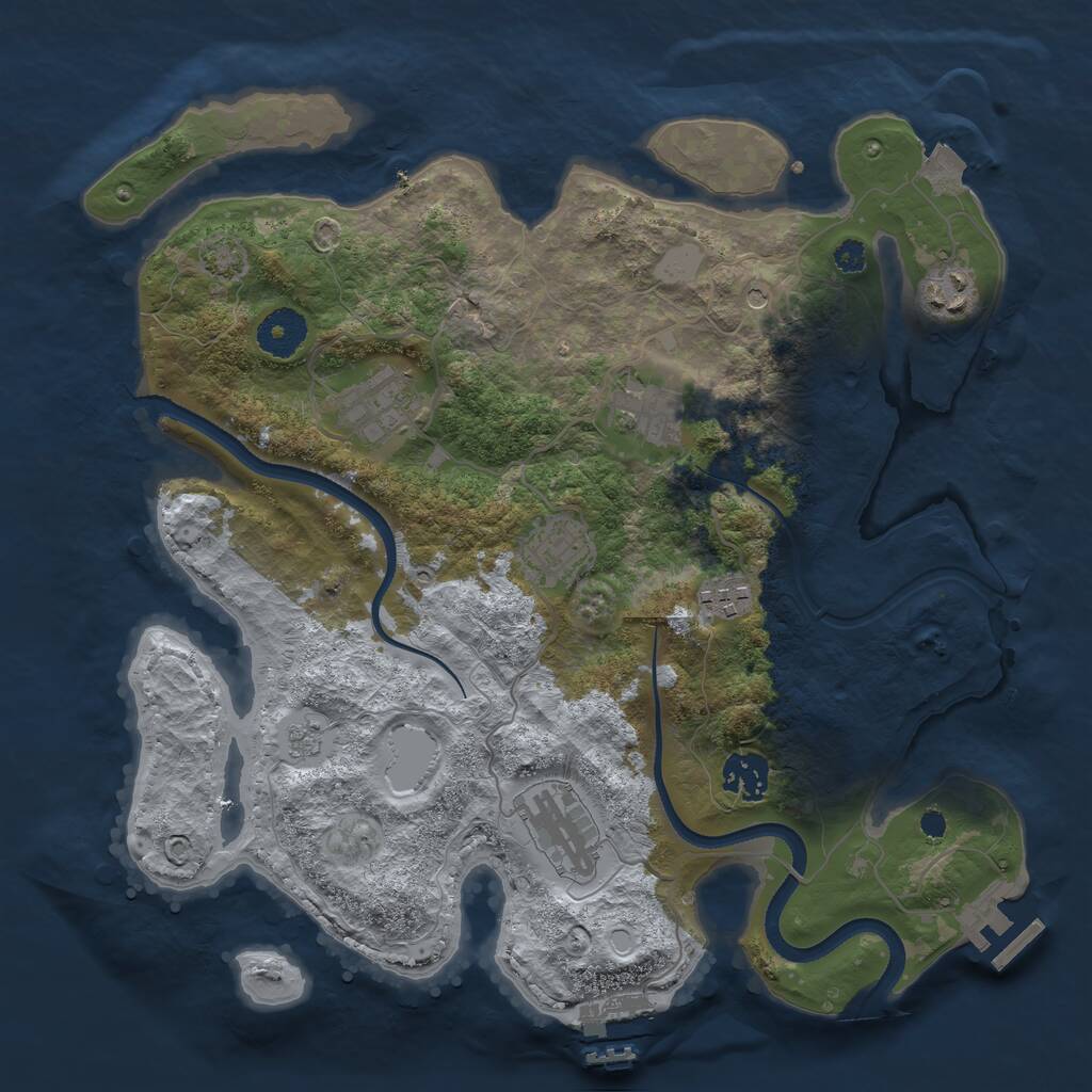 Rust Map: Procedural Map, Size: 3400, Seed: 58560894, 13 Monuments