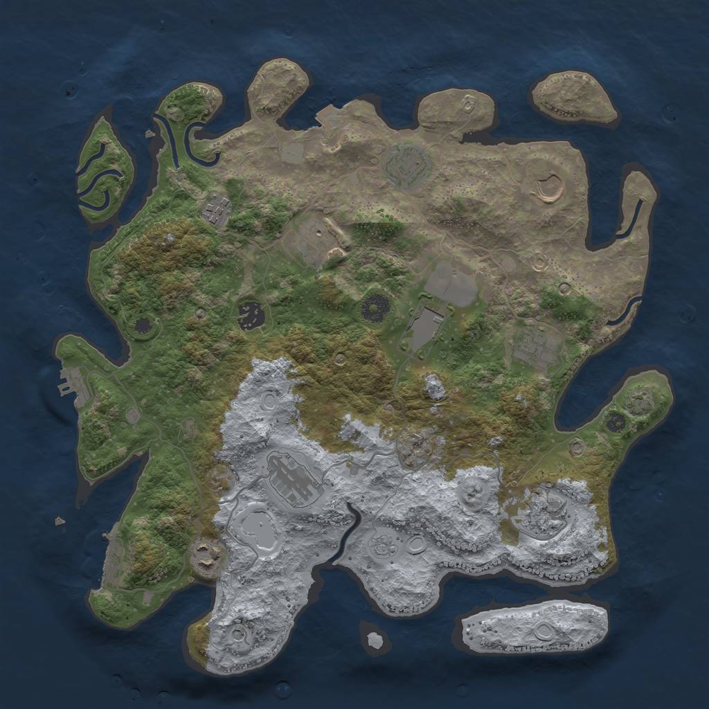 Rust Map: Procedural Map, Size: 3750, Seed: 98965143, 18 Monuments