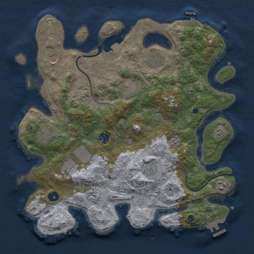 Rust Map: Procedural Map, Size: 3750, Seed: 290689, 16 Monuments
