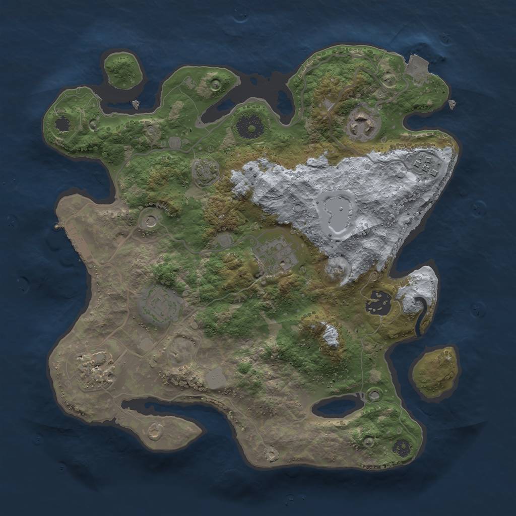 Rust Map: Procedural Map, Size: 3000, Seed: 1493328903, 12 Monuments