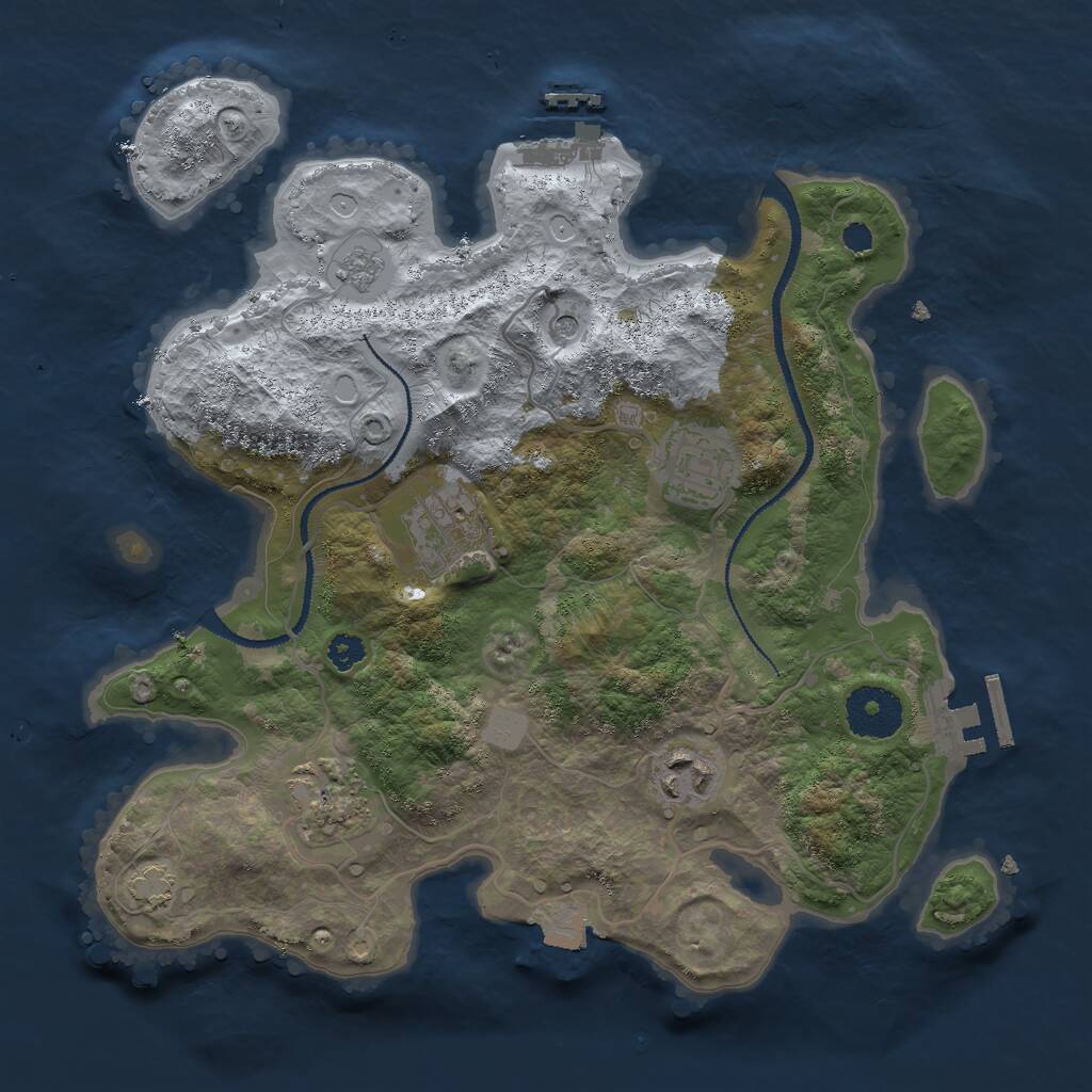 Rust Map: Procedural Map, Size: 3000, Seed: 242865547, 10 Monuments